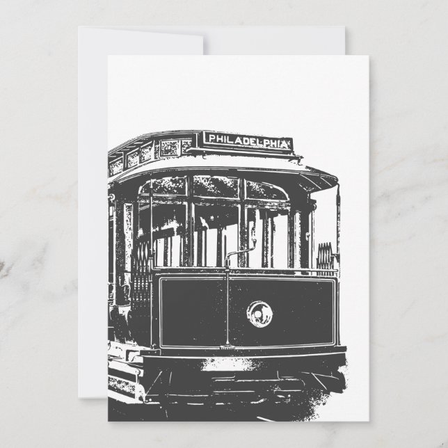 Convite Old Tram | Streetcar Philadelphia | Vintage (Frente)