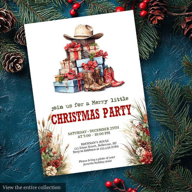 Convite Old West Cowboy Christmas Printable Invitation (Old West Cowboy Christmas Printable Invite)