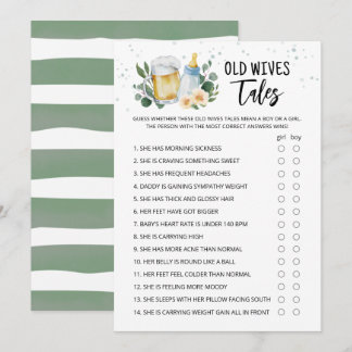 Convite Old Wives Tales Game Greenery Baby Is Brewing card