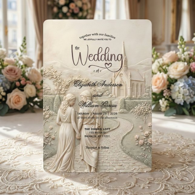 Convite Old World Grecian Romance Garden Wedding   (Criador carregado)