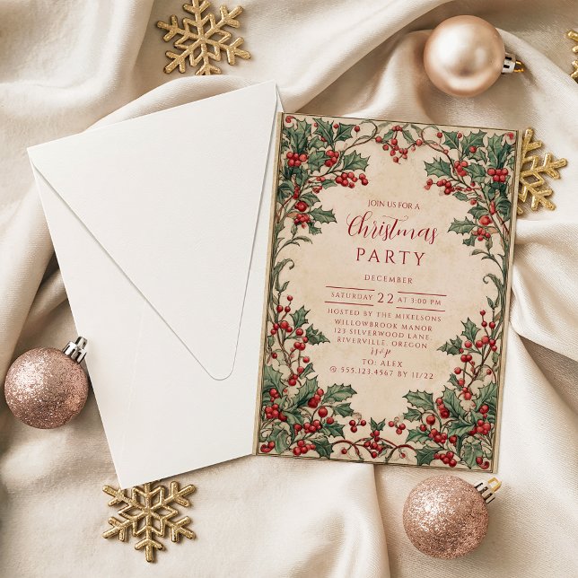 Convite Old World Holly & Ivy (Criador carregado)