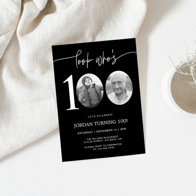 Convite Olha quem é 100 | Foto: 100th Birthday Invite (Criador carregado)