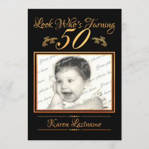 Convite Olha quem é o 50 Photo Orange