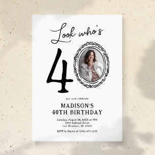 Convite Olha quem é o aniversário de 40 fotos para adultos