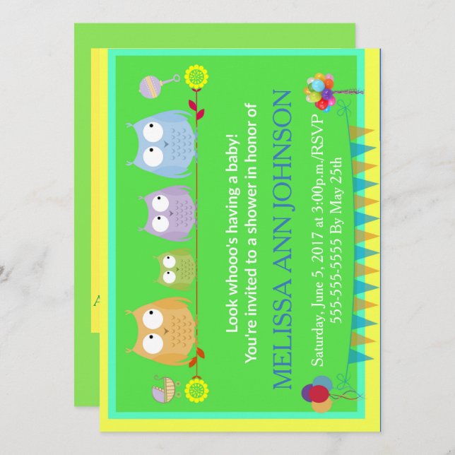 Convite Olha quem está tendo um bebê! (Frente/Verso)