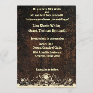 Convite Olhar de couro arrastado, casamento gasto do laço