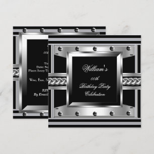 Convite Olhar de Studs de Metal Preto Prateado para Homens