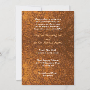 Convite Olhar de Textura de Cobre Bonito Casamento