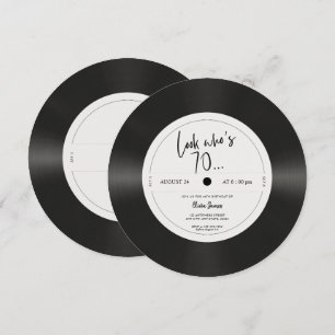 Convite Olhar de vinil retrô quem faz 70 anos, 70º anivers