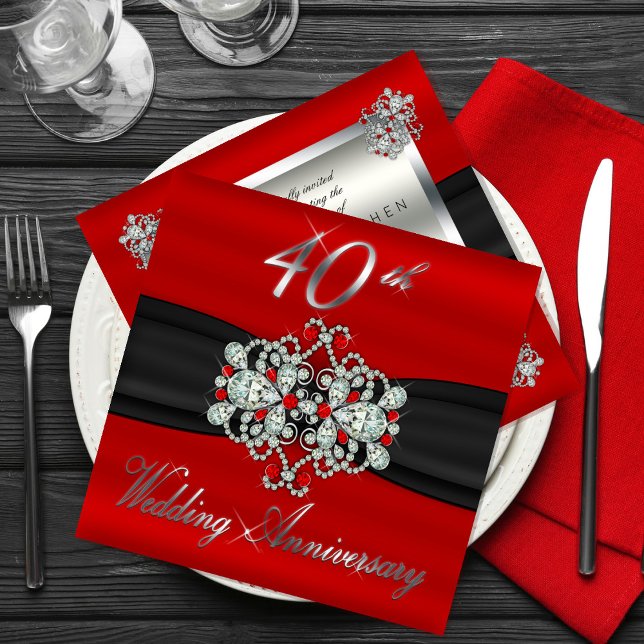 Convite Olhar Fechado Diamante Rubis 40º Aniversário de Ca (Criador carregado)
