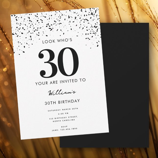 Convite Olhar para o aniversário de 30 anos que é moderno (30th Birthday Party Look Who's 30 Modern Invitation)