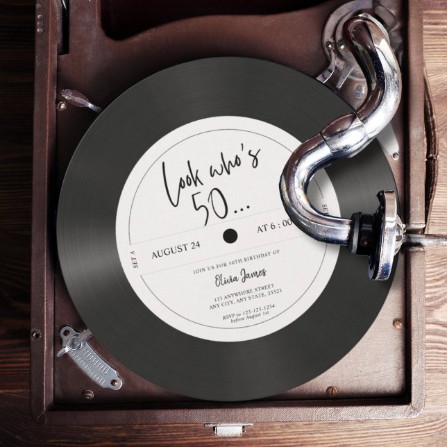 Convite Olhar para o disco de vinil retrô que faz 50 anos, (Criador carregado)