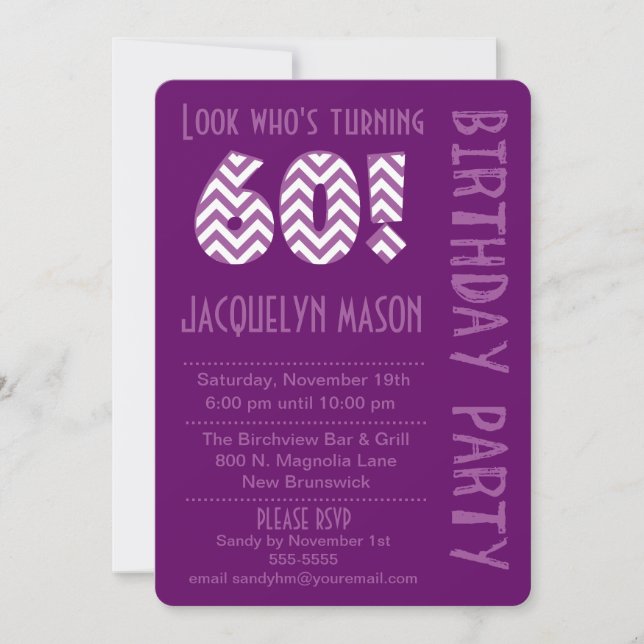 Convite Olhar Roxo que está fazendo 60 Aniversários (Frente)