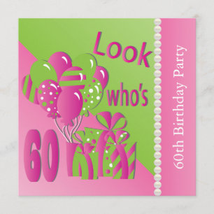 Convite Olhe quem é 60 no rosa - 60th aniversário