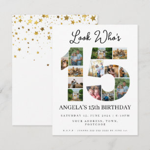 Convite olhe quem está com 15 Colagem de fotos quinceanera
