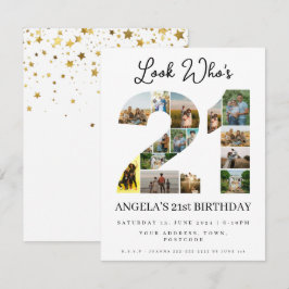 Convite olhe quem está com 21 Anos Sinal de Colagem de Fot