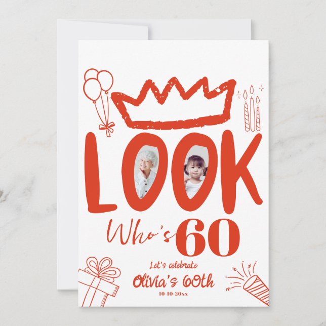 Convite Olhe Quem Está Com 60! Foto Moderna Aniver (Frente)