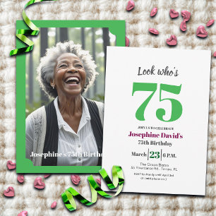 Convite Olhe quem está com 75 anos! Foto de festa de anive