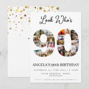 Convite olhe quem está fazendo 90 anos feliz aniversário C
