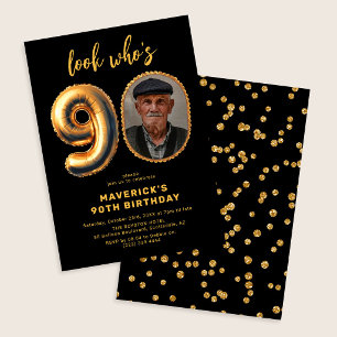 Convite Olhe Quem Está Fazendo 90 Anos Foto de Aniversário