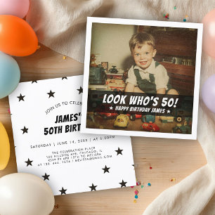 Convite Olhe Quem Faz 50 Anos Personalizado Foto Retro
