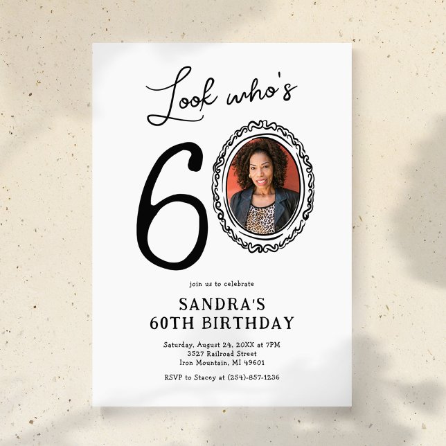 Convite Olhe Quem Faz 60 Anos Foto Aniversário de Adulto (Criador carregado)