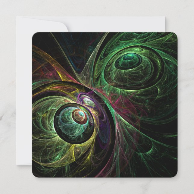 Convite Olho no Olho Arte Abstrata Moderna Fractal Verde D (Frente)