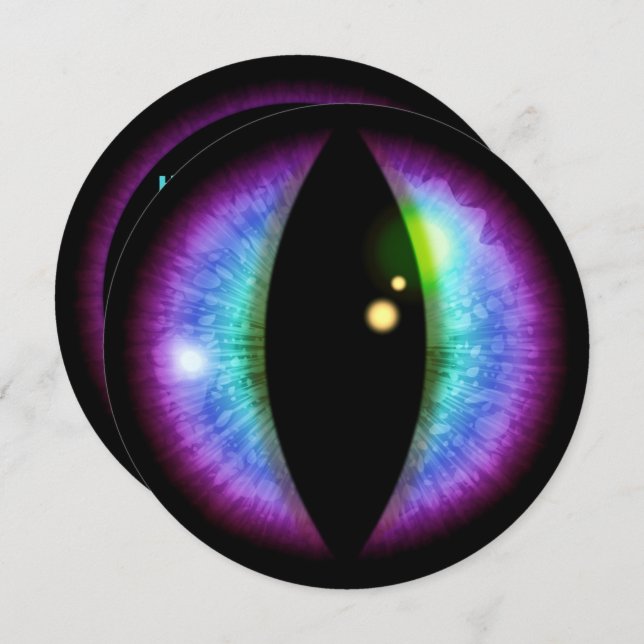 Convite Olho para Dragões Azuis e Roxos (Frente/Verso)