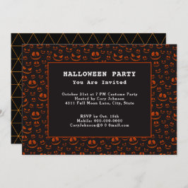 Convite Olhos de Abóbora e Grãos na Festa Negra do Hallowe