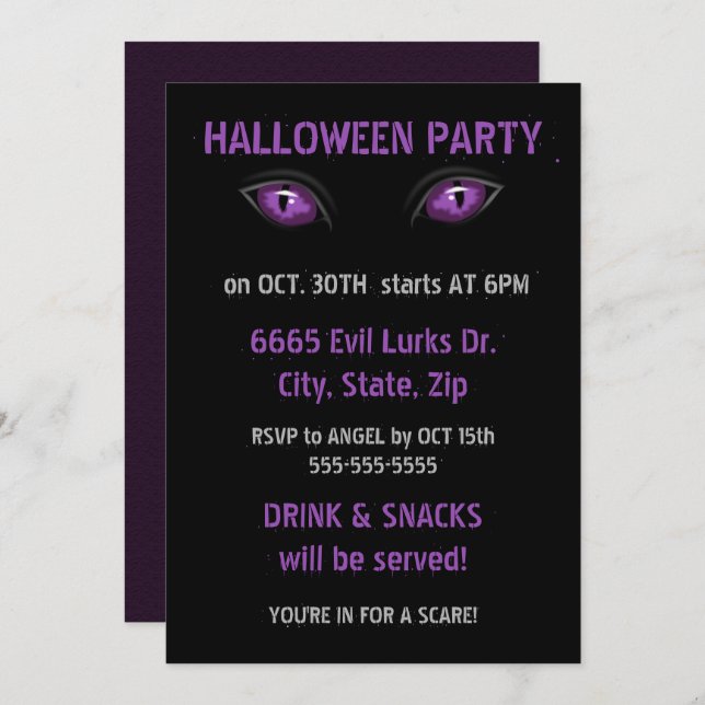 Convite Olhos Roxos (Frente/Verso)