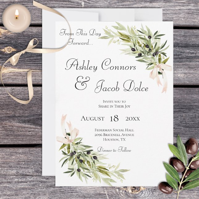 Convite Olive Branch Bouquets Wedding Invitation (Criador carregado)
