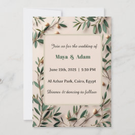 Convite Olive Branch Greenery Botanical wedding