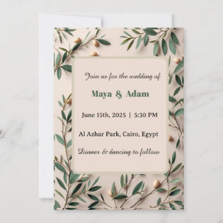 Convite Olive Branch Greenery Botanical wedding