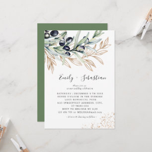 Convite Olive Branch Greenery, Casamento de Ouro