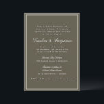 Convite Olive Classic Border Script Elegant Wedding RSVP<br><div class="desc">This classic wedding invitation features a rich olive green background with refined serif typography and an elegant border. The earthy green tone adds depth and warmth while maintaining a timeless, formal layout. Perfect for fall weddings, garden ceremonies, or evening celebrations with a polished aesthetic. Designed for couples who love traditional...</div>