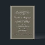 Convite Olive Classic Border Script Elegant Wedding RSVP<br><div class="desc">This classic wedding invitation features a rich olive green background with refined serif typography and an elegant border. The earthy green tone adds depth and warmth while maintaining a timeless, formal layout. Perfect for fall weddings, garden ceremonies, or evening celebrations with a polished aesthetic. Designed for couples who love traditional...</div>