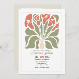 Convite Olive & Coral Clay Abstract Floral Boho Wedding