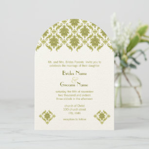Convite Olive Damask Wedding Invitation