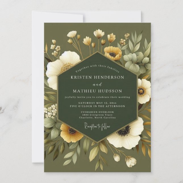 Convite Olive Earthy Botanical Wedding (Frente)