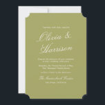 Convite Olive Estate Calligraphy Wedding Invitation<br><div class="desc">Olive estate calligraphy wedding invitations designed for a refined European garden celebration. Featuring elegant classic script set on a soft olive background, this invitation reflects 2026 Herb Green wedding trends with timeless manor sophistication. Ideal for estate venues, church ceremonies, and romantic outdoor weddings. Style with vellum wraps, wax seals, or...</div>