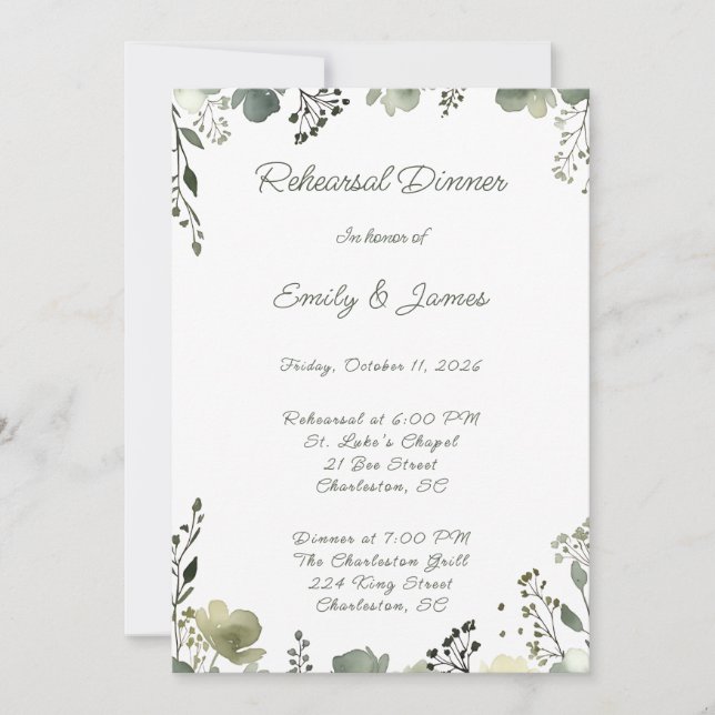 Convite Olive Floral Wedding (Frente)