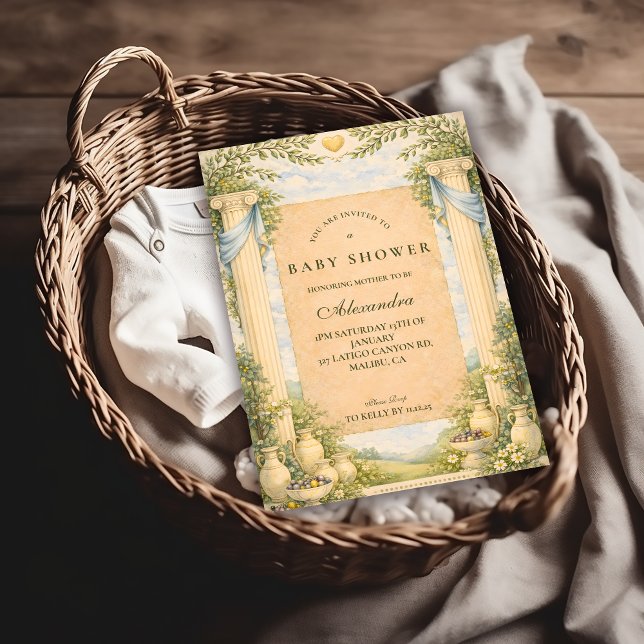 Convite Olive Garden Greek Chá de Bebê (Criador carregado)