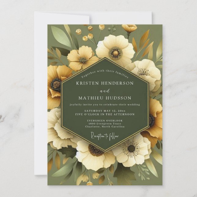 Convite Olive Golden Meadow Wedding (Frente)