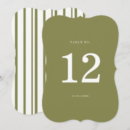 Convite Olive Green Modern Die-Cut Table Number