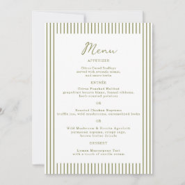 Convite Olive Green Monogram Wedding Menu Card