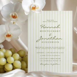 Convite Olive Green Stripe Wedding Invitation