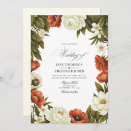 Convite Olive Green Terracotta & Soft Ivory Floral Wedding