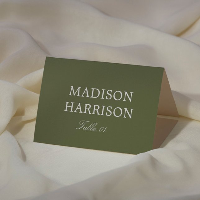 Convite Olive Green Wedding Place Card DIY (Criador carregado)