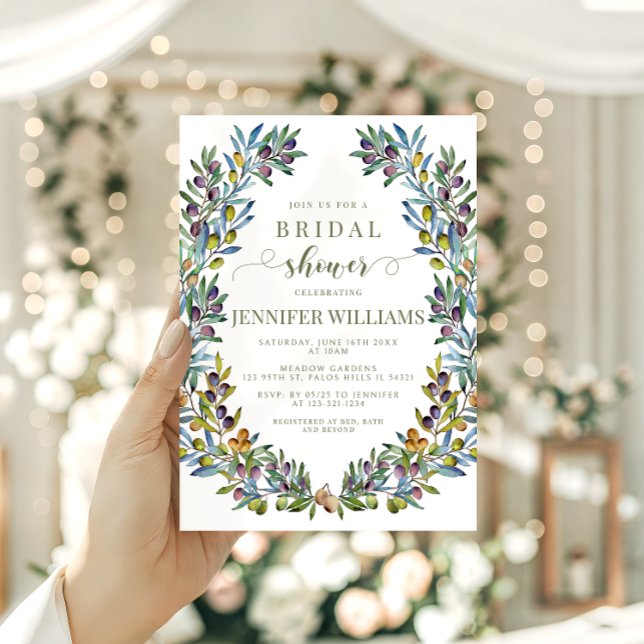 Convite Olive Italian Tuscan Theme Boho Bridal Shower (Criador carregado)
