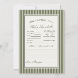 Convite Olive Martini Striped Green Advice for Baby Card